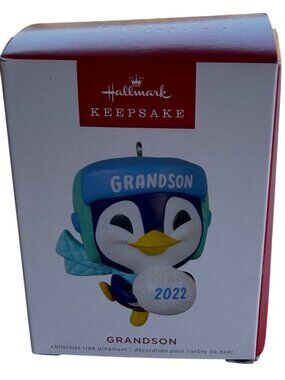 2022 Hallmark Keepsake Artist Crafted Penguin "Grandson" Christmas Ornament